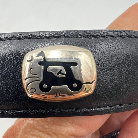 Brighton Black Leather Belt Silver Golf Charms Size M/30 - Picture 3 of 7